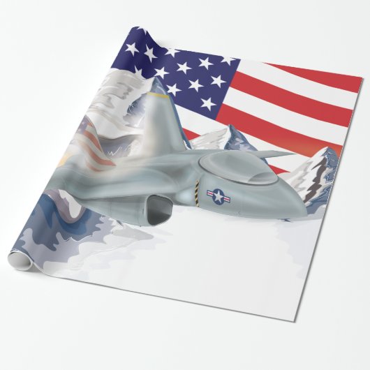 Papier Cadeau Avion américain Jet (Déroulé)
