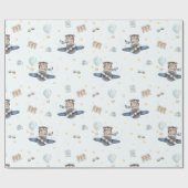 Papier Cadeau Avion Aventure Bear Blue Plane (Plat)