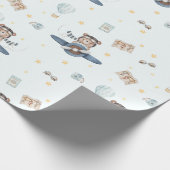 Papier Cadeau Avion Aventure Bear Blue Plane (Coin)