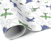 Papier Cadeau Avion Avion Avion Aéronef fête d'anniversaire (Coin rond)