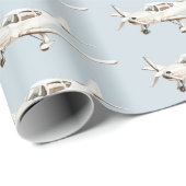 Papier Cadeau Avion bleu blanc (Coin rond)