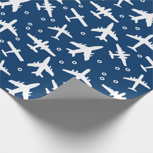 Papier Cadeau Avion bleu et blanc Motif thématique (Coin)