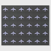 Papier Cadeau Avion bleu lavande (Plat)