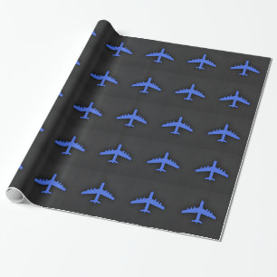 Papier Cadeau Avion bleu royal