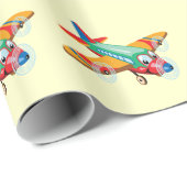 Papier Cadeau avion de dessin animé (Coin rond)