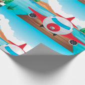 Papier Cadeau Avion de dessin sur Lake Dock Amusement Travel Adv