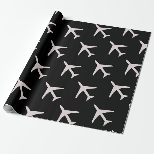 Papier Cadeau Avion gris funky Black Arrière - plan Pilot Aviati (Déroulé)