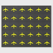 Papier Cadeau Avion jaune canari (Plat)