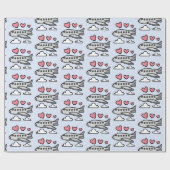 Papier Cadeau Avion mignon aux coeurs rouges et aux nuages blanc (Plat)