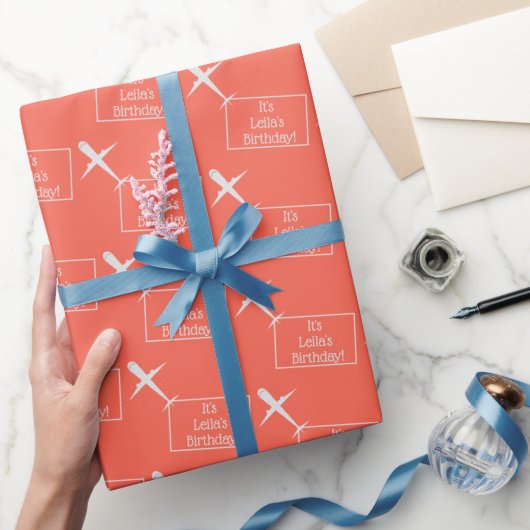 Papier Cadeau Avion & Nom Indicateur, Anniversaire de enfant Per (Cadeaux)
