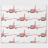Papier Cadeau Avion rose (Plat)