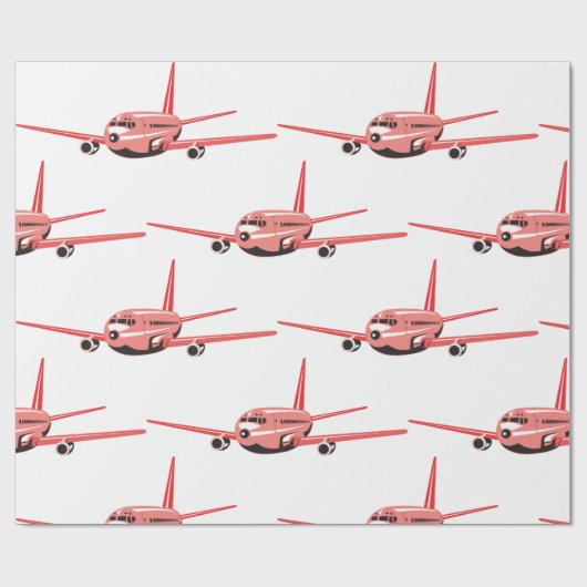 Papier Cadeau Avion rose (Plat)
