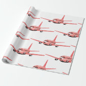 Papier Cadeau Avion rose (Déroulé)