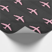 Papier Cadeau Avion rose clair (Coin)