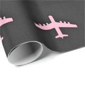 Papier Cadeau Avion rose clair (Coin rond)