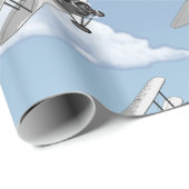 Papier Cadeau Avion vintage (Coin rond)