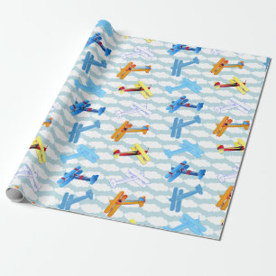 Papier Cadeau Avion Vintage Aviateur Aviation Force Aérienne Pil