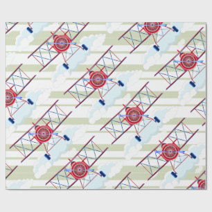 Papier Cadeau Avion vintage Avion de démonstration Avion frappes