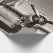 Papier Cadeau Avion vintage sur piste (Coin)