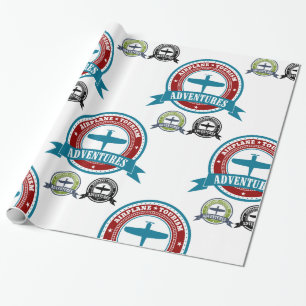 Papier Cadeau Avion vintage Tourisme Aventures Logo Aviation