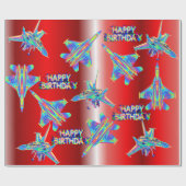 Papier Cadeau Avions à réaction holographique Anniversaire (Plat)