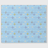 Papier Cadeau Avions de bleu de garçons (Plat)
