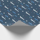 Papier Cadeau avions et étoiles en bleu (Coin)
