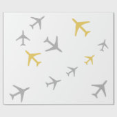 Papier Cadeau Avions gris jaune Avions Aviation Fly Airways (Plat)