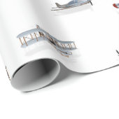 Papier Cadeau Avions vintages de vol (Coin rond)