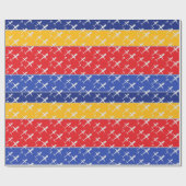 Papier Cadeau Avions volent en formation rouge bleu et jaune (Plat)