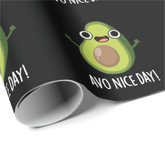 Papier Cadeau Avo Nice Day Funny Avocado Pun Dark BG (Coin rond)