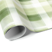 Papier Cadeau Avocado Green Plaid Stripes (Coin rond)