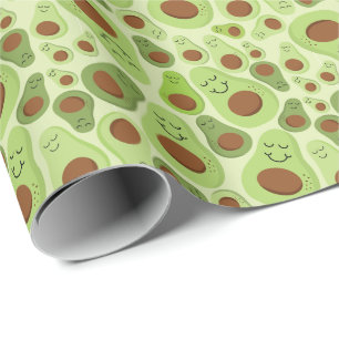 Papier Cadeau Avocado Happy Little Avos a un Motif Avocados