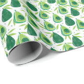 Papier Cadeau Avocado, timbre texturé, motif transparent. (Coin rond)