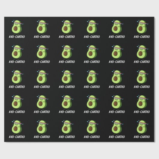 Papier Cadeau Avocardio Funny Excercise Avocado Pun Dark BG (Plat)