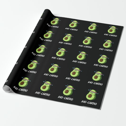 Papier Cadeau Avocardio Funny Excercise Avocado Pun Dark BG (Déroulé)