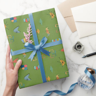Papier Cadeau Avocat Texturé Moderne du Milieu du Siècle