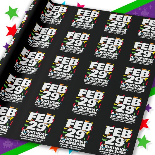 Papier Cadeau Awesome Anniversaire 2024 Leap Day Leap Année 29 f