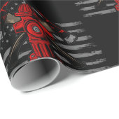 Papier Cadeau Ax du drapeau américain pompier (Coin rond)