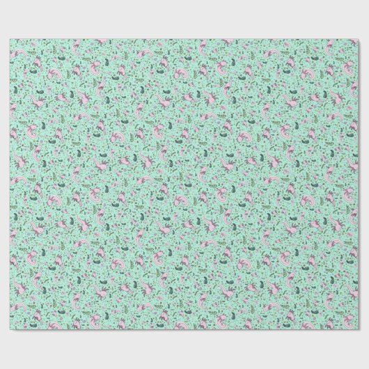 Papier Cadeau Axolotl en vert (Plat)