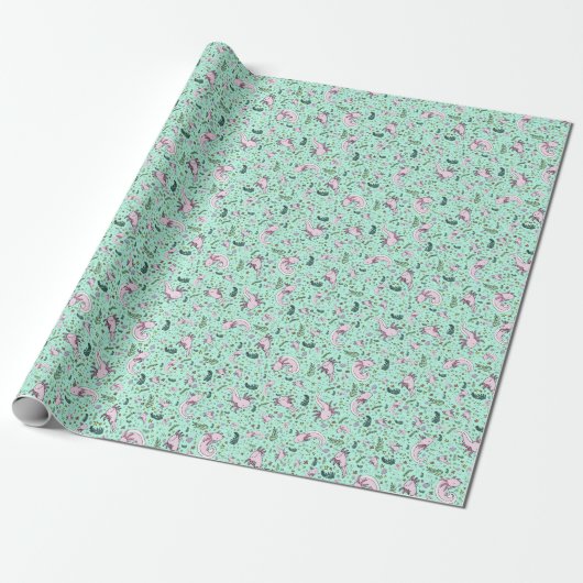 Papier Cadeau Axolotl en vert (Déroulé)