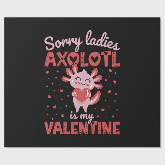 Papier Cadeau Axolotl est mon Valentin (Plat)