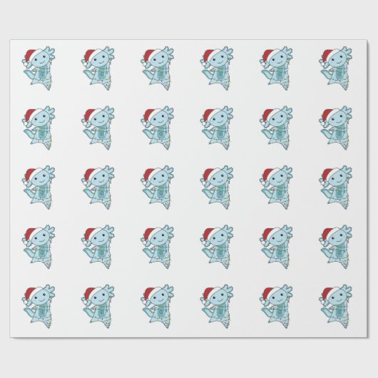 Papier Cadeau Axolotl Joyeux Noël Animaux d'hiver Axolotls (Plat)