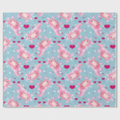 Papier Cadeau Axolotl Love rose (Plat)