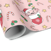 Papier Cadeau Axolotl Noël Neige Animaux d'hiver Axolotls (Coin rond)