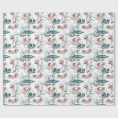 Papier Cadeau Axolotl sous-marin rose et jaune enfant animal (Plat)