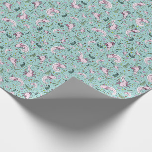Papier Cadeau Axolotls en bleu