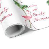 Papier Cadeau Ayez Un Flamant rose De Noël De Plage (Coin rond)