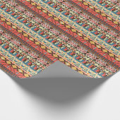 Papier Cadeau Aztèque coloré : oiseaux, fleurs motif. (Coin)