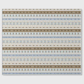 Papier cadeau aztèque tribal bleu marron (Plat)
